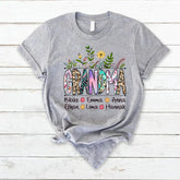 Lofaris Wildflowers Leopard Art Grandma And Kids T - Shirt